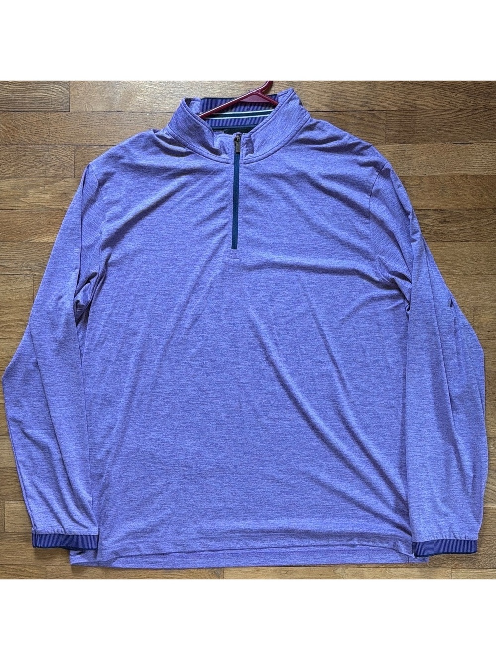 2XL - Men - Bugatchi Purple Long Sleeve Quarter Zip Pullover